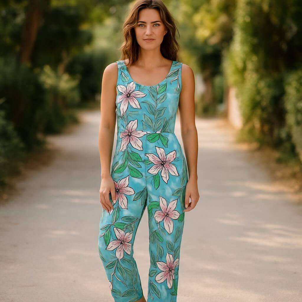 Turquoise Tropics Chloe Sleeveless Jumpsuit