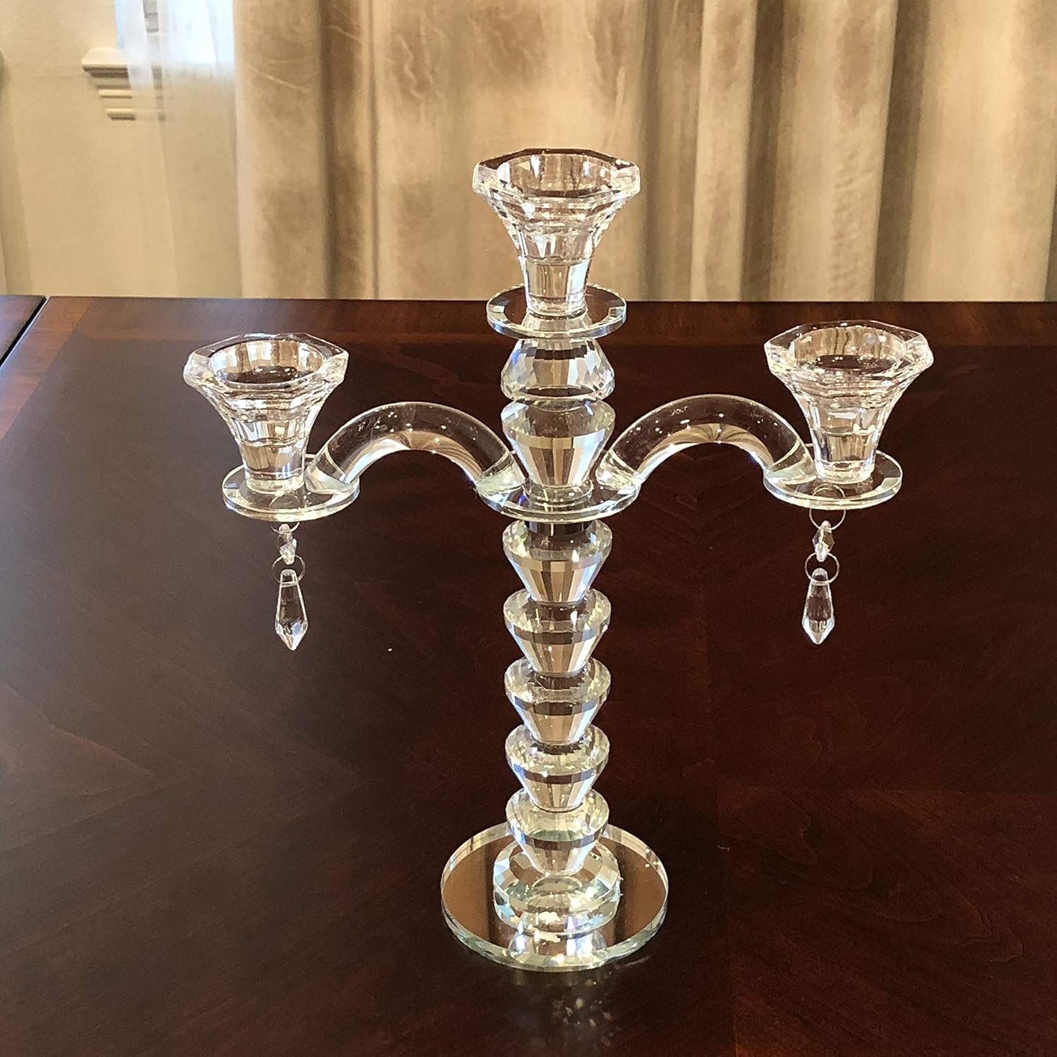 3-Arm Crystal Candelabra Taper Candle Holder