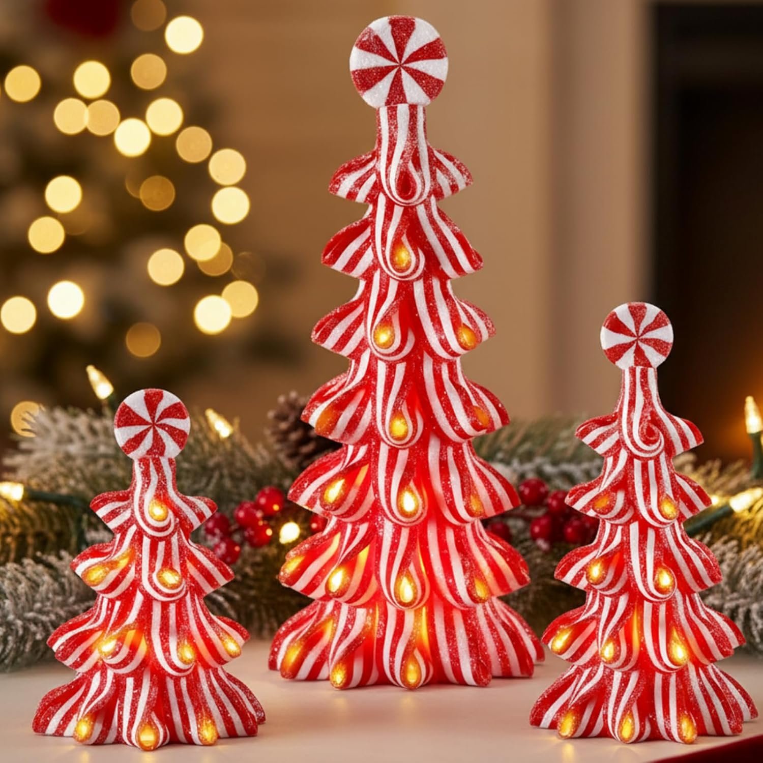 3 Pcs Christmas Ribbon Candy Trees