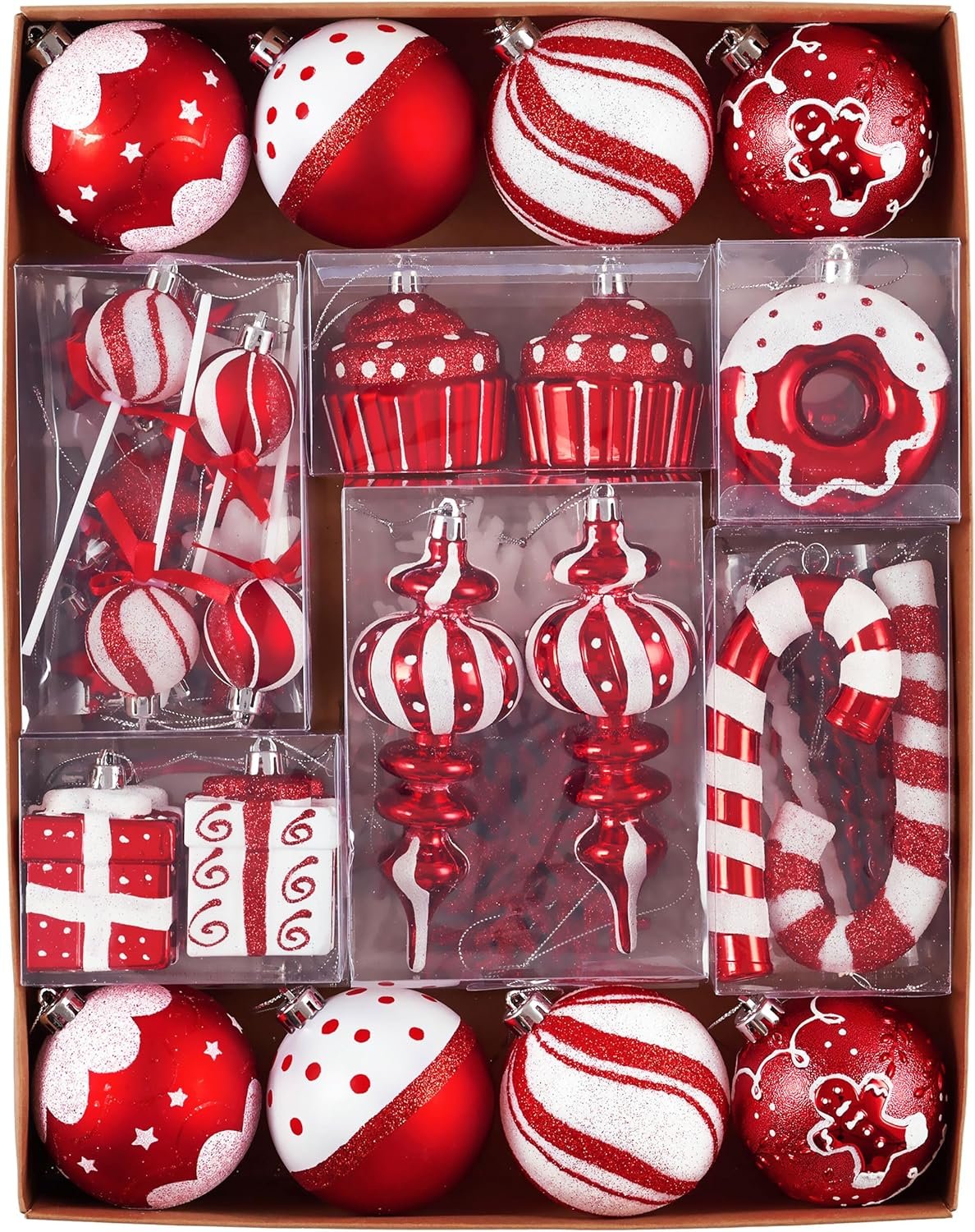 80ct Candy Cane Red and White Ornaments