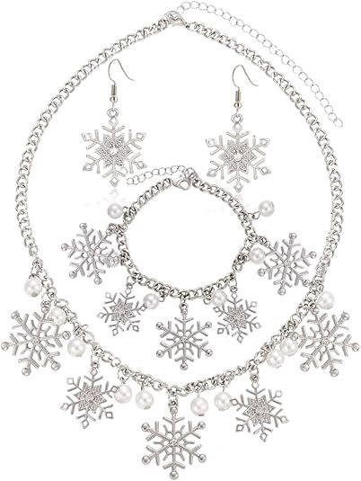 Christmas Snowflake Necklace Austrian Crystal Set