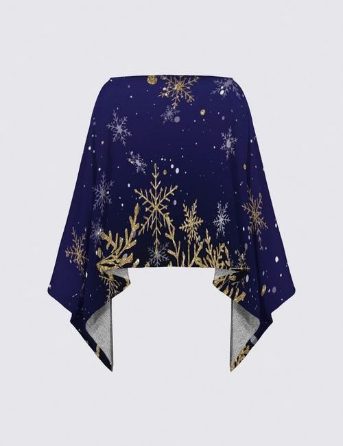Blue Snowy Parisian Holiday Ava Poncho