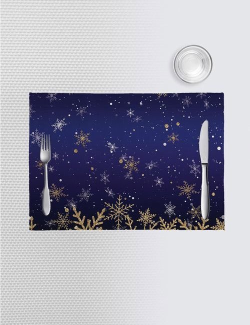 Blue Snowy Parisian Holiday Céleste Placemats (pack of 4)