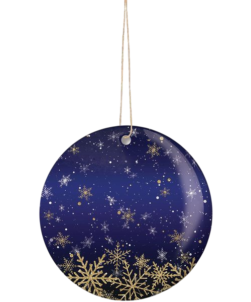 Blue Snowy Parisian Holiday Ornament-Photoroom
