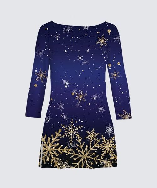 Blue Snowy Parisian Holiday Patti Tunic II