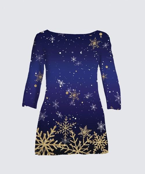 Blue Snowy Parisian Holiday Plus-Size Patti Tunic II