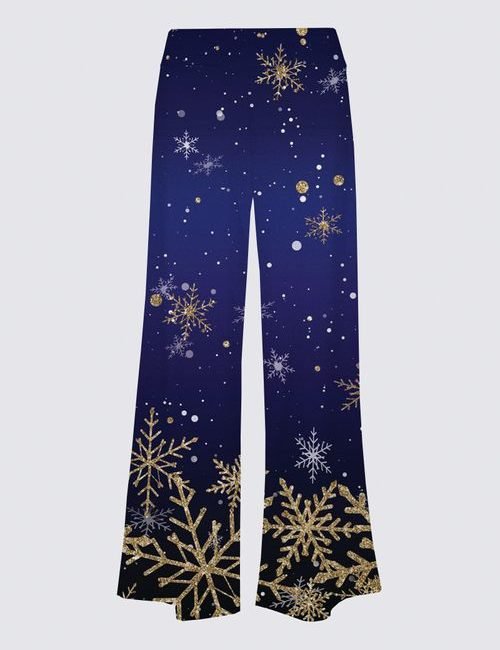 Blue Snowy Parisian Holiday Sandrine Knit Pant